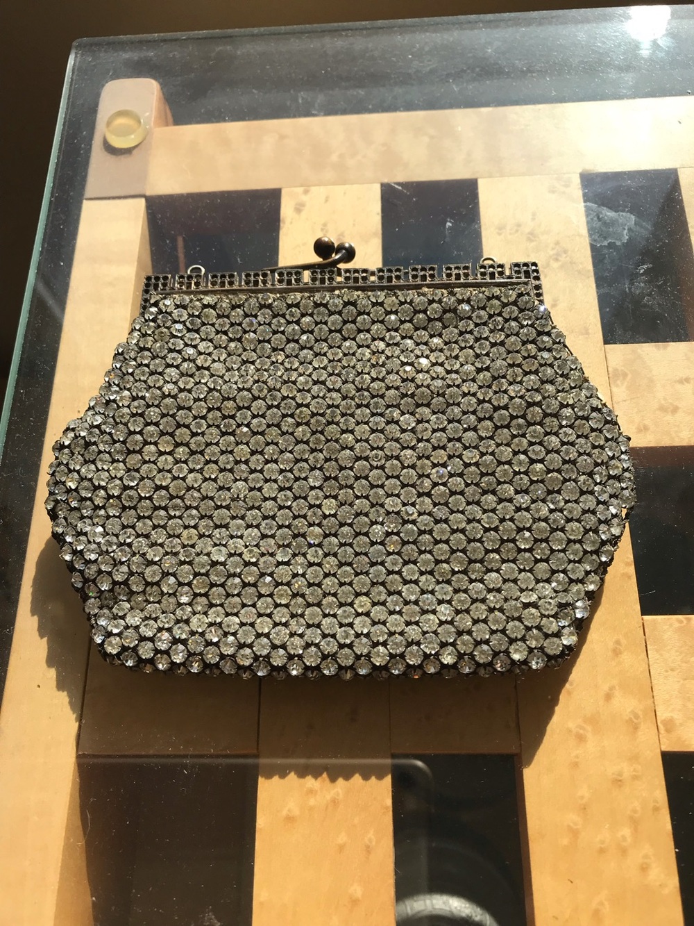 Crystal Mesh Evening Clutch in Silver